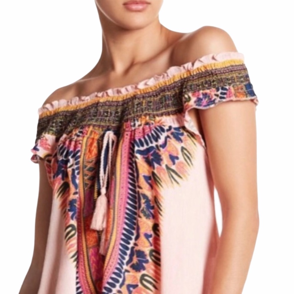 new Meghan LA  ꕥ Kingston Print Fringe Top ꕥ Pink - Picture 3 of 13